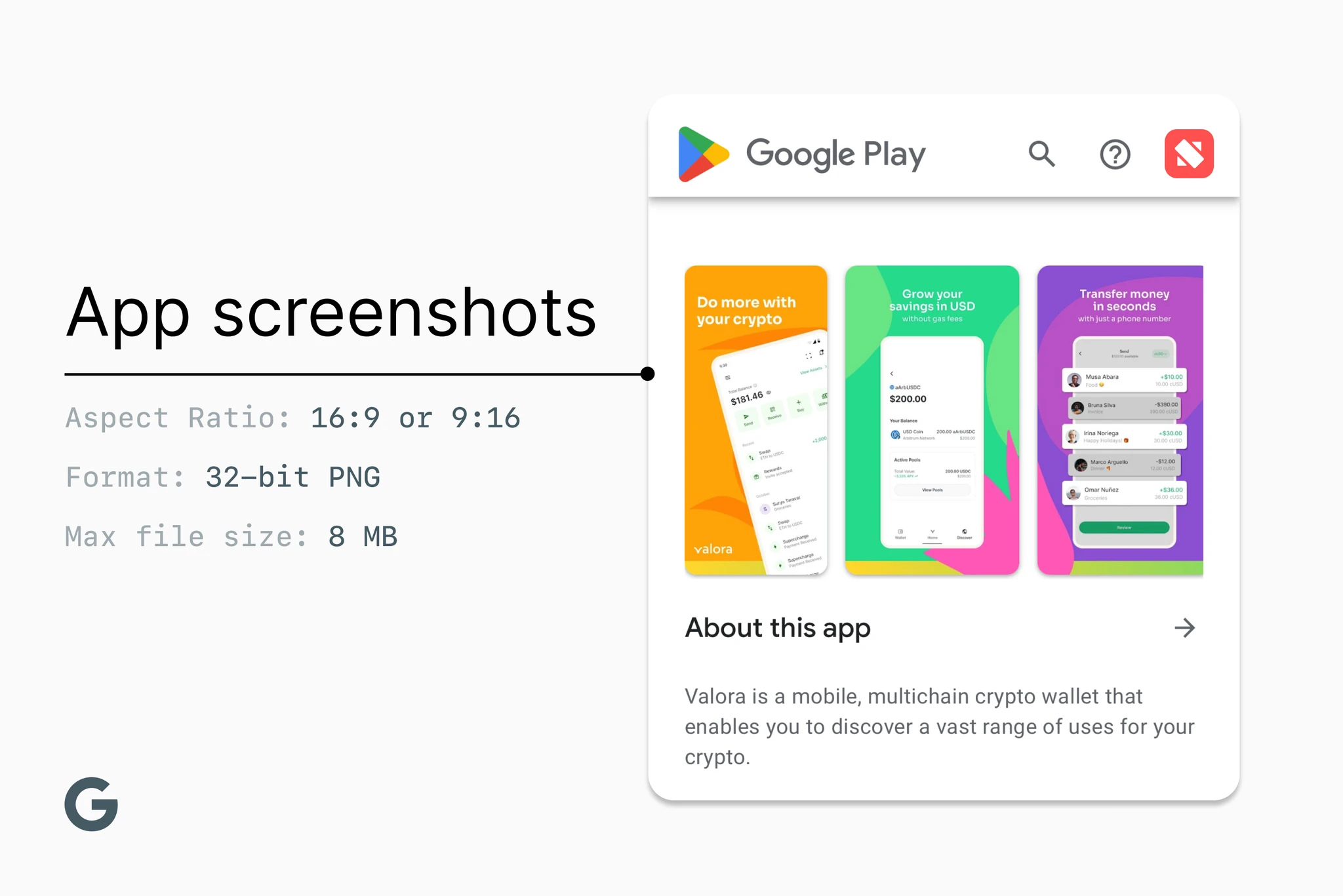 Google Play screenshot specs